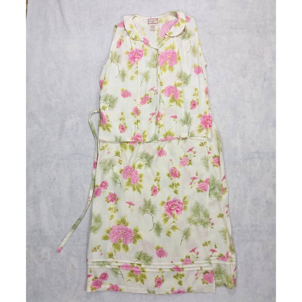 April Cornell Dress L 12 14 Skirt Wrap Blouse Set Hawaiian‎ Floral Pink Japanese